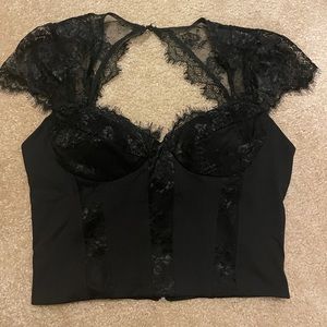 Bebe NWOT black lace crop top
